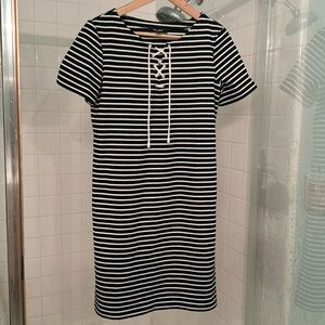Nine West Nautical black and white stretch dress